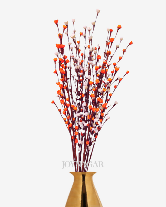 Large artificial sola wood rose buds sticks  color_white-orange