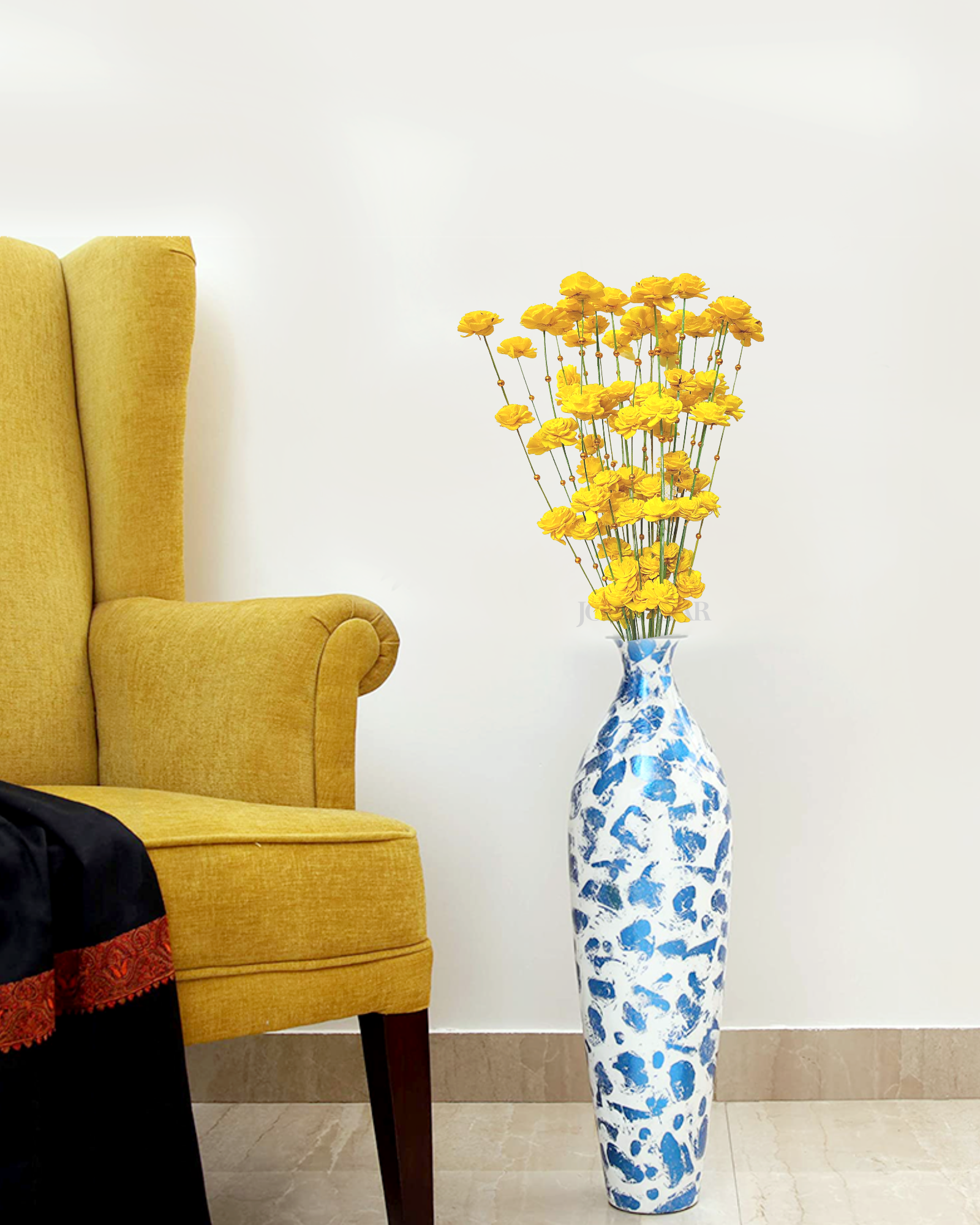 Decorative Coco Belle Moti Stick Joynagar Handicraft Artificial Flowers color_yellow