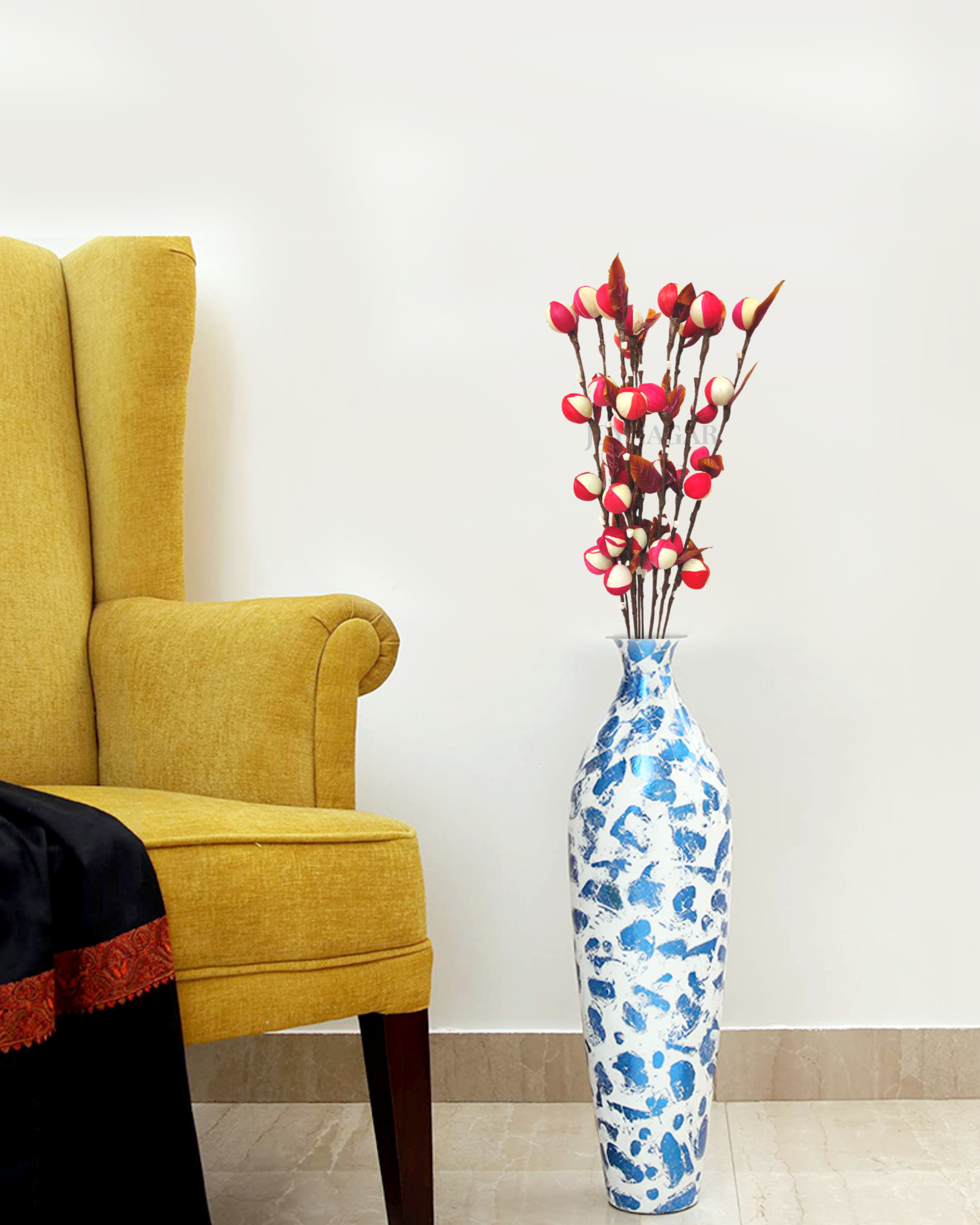 Decorative Corn Ball with Stick joynagar Handicraft Artificial Flowers Handmade color_red