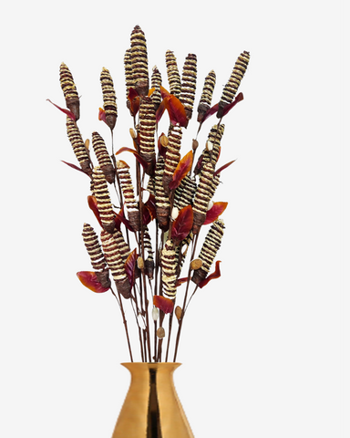Handmade Palm Leaf Chain Pine Stick Joynagar Handicraft Artificial Flowers color_brown