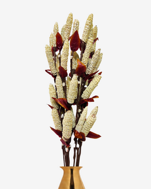 Handmade Palm Leaf Chain Pine Stick Joynagar Handicraft Artificial Flowers color_white