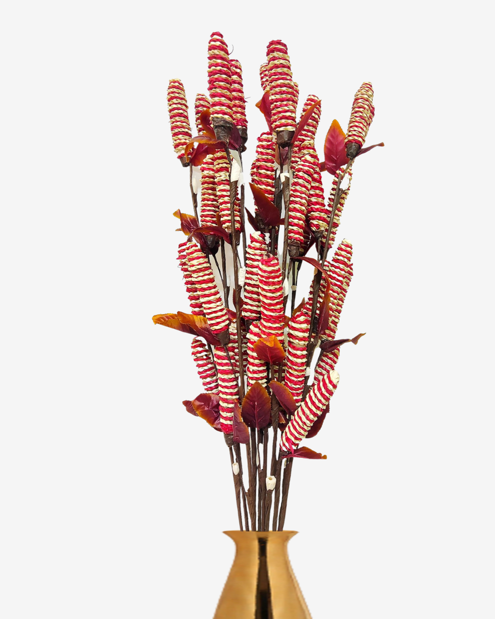 Handmade Palm Leaf Chain Pine Stick Joynagar Handicraft Artificial Flowers color_red
