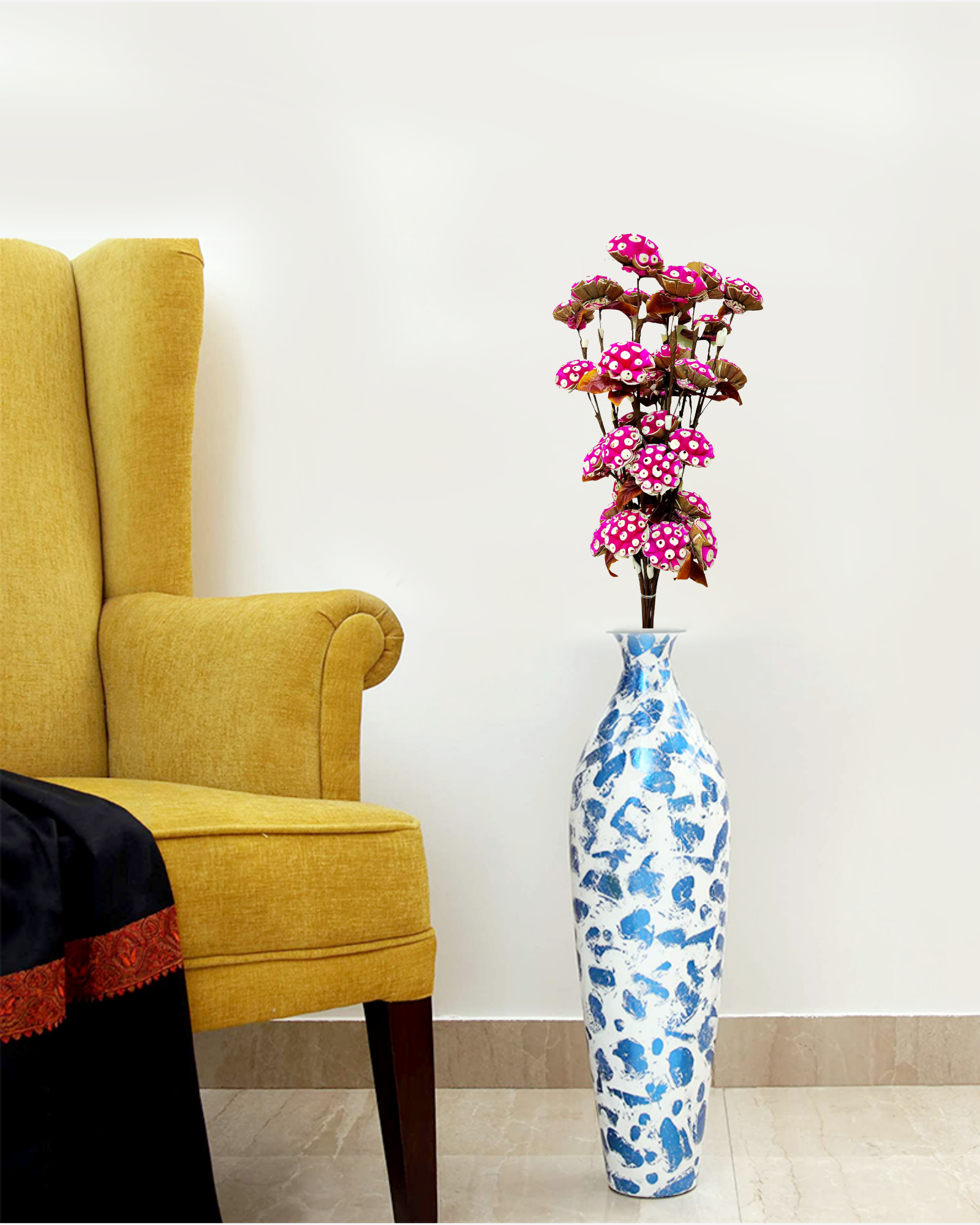 Decorative Burl Sola Wood Flower Stick Joynagar Handicraft Artificial Flowers color_pink