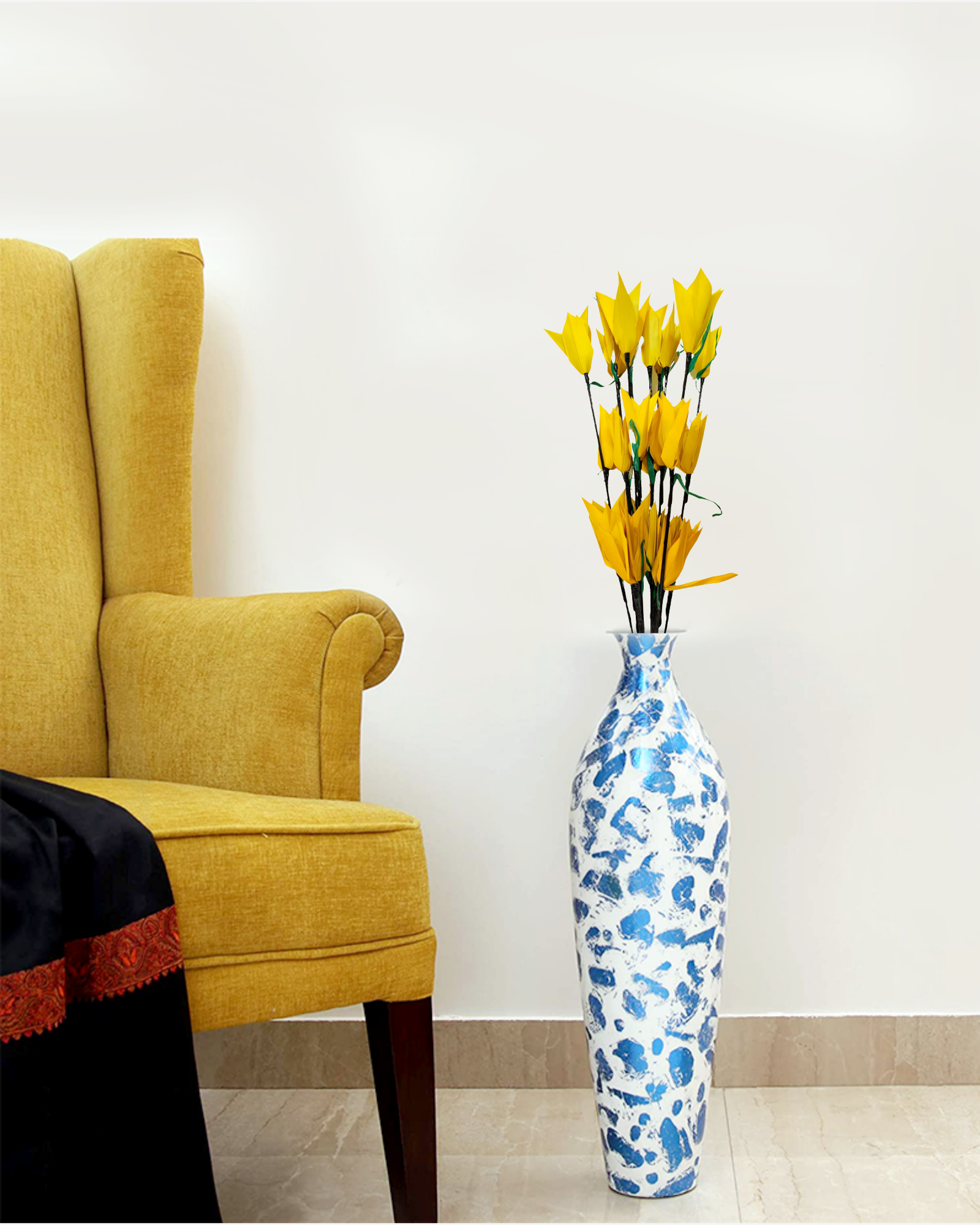 Decorative Jumbo Palm Lily Flower Stick Joynagar Handicraft Artificial Flowers color_yellow