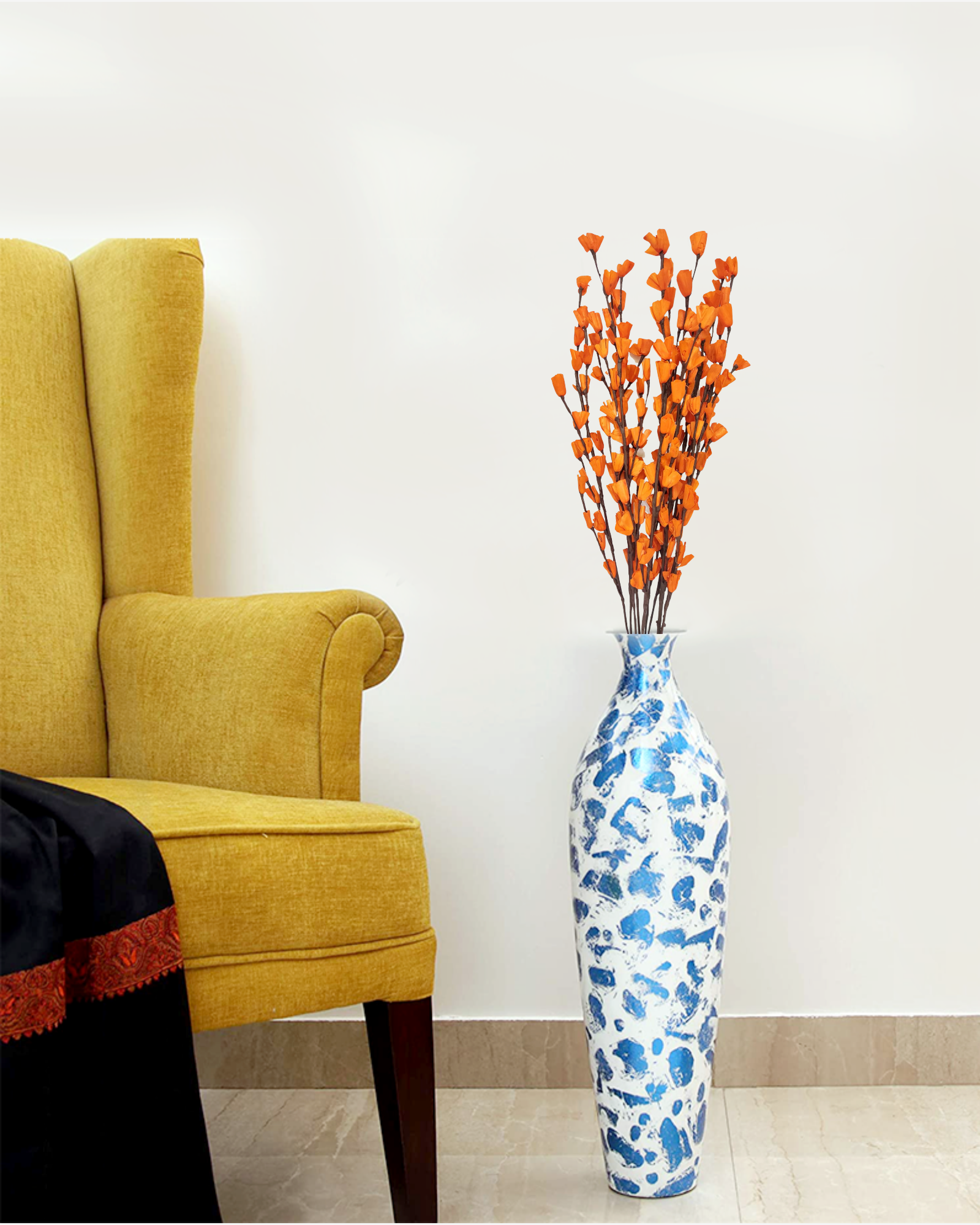 Homemade Sola Lily Flower Stick Joynagar Handicraft Artificial Flowers color_orange