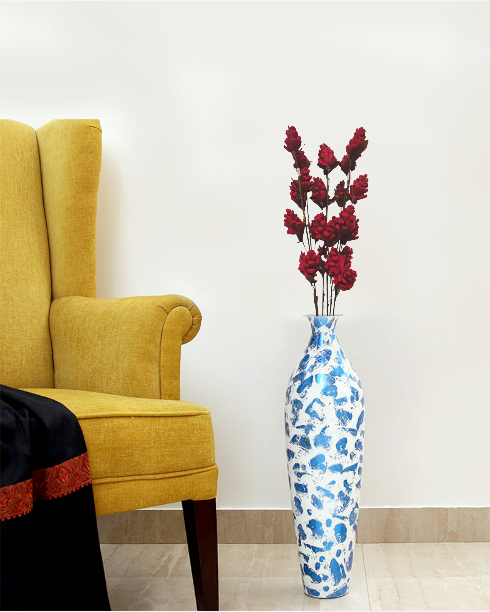 Decorative Sola Wood Pine Stick Joynagar Handicraft Artificial Flowers Homedecor color_red