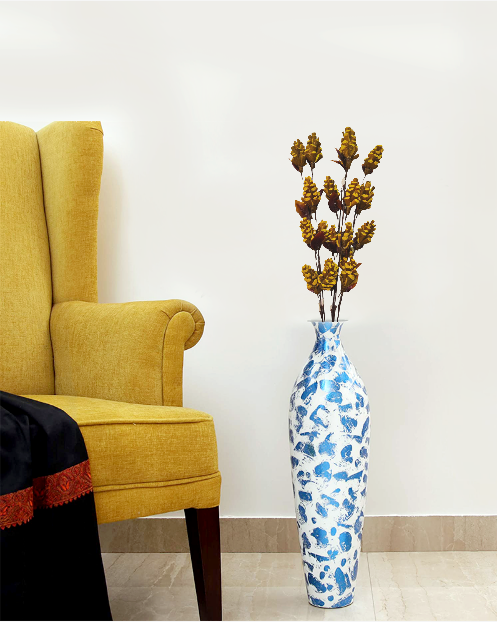 Decorative Sola Wood Pine Stick Joynagar Handicraft Artificial Flowers Homedecor color_yellow