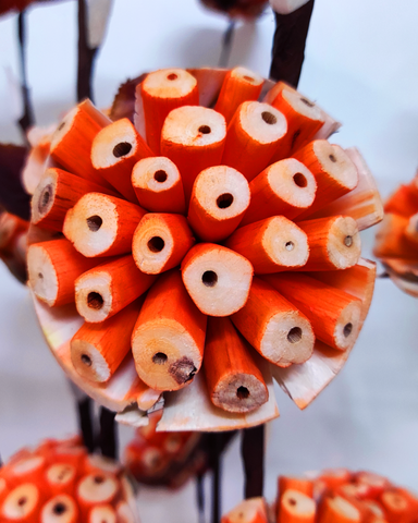 Decorative Burl Sola Wood Flower Stick Joynagar Handicraft Artificial Flowers color_orange