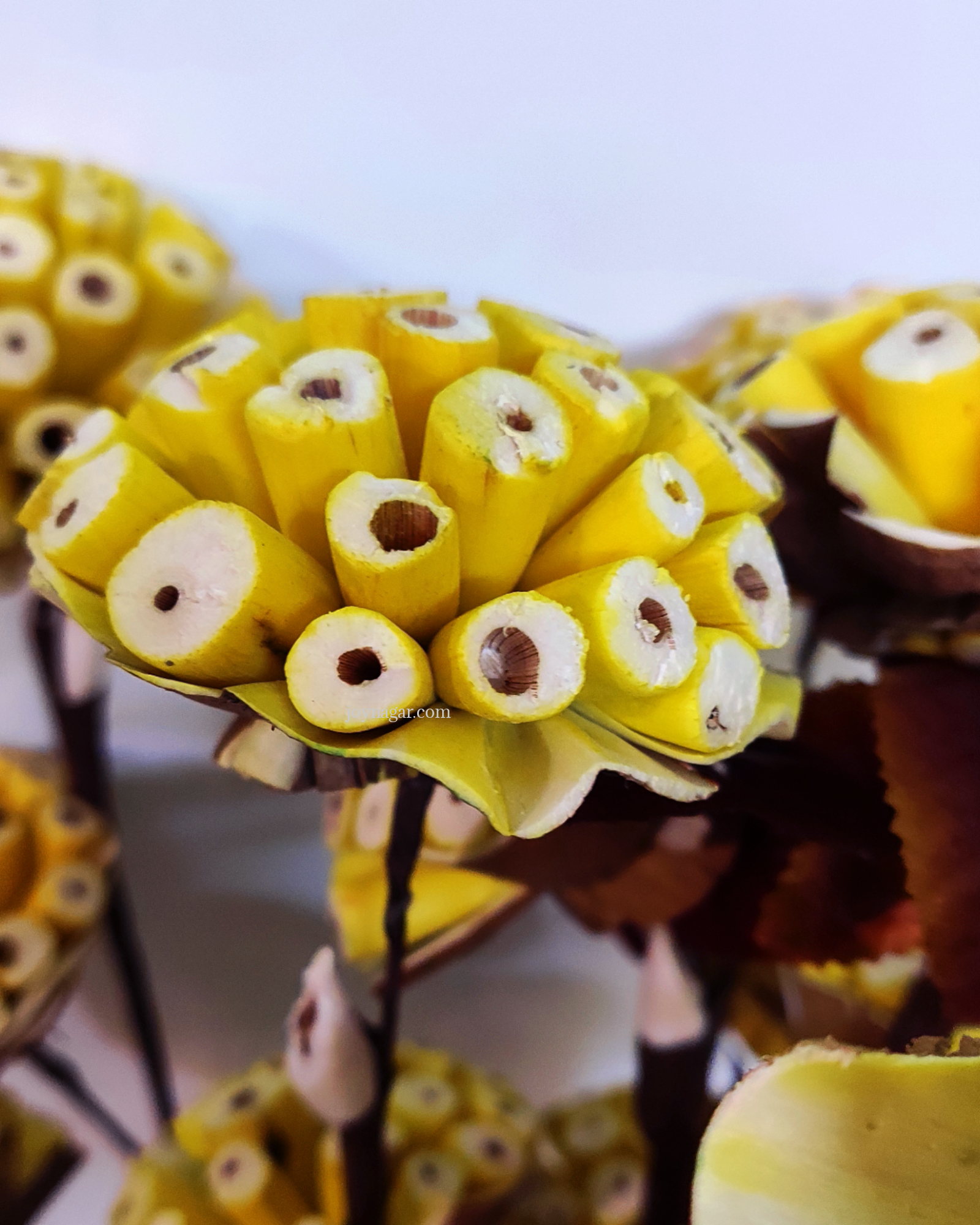 Decorative Burl Sola Wood Flower Stick Joynagar Handicraft Artificial Flowers color_yellow