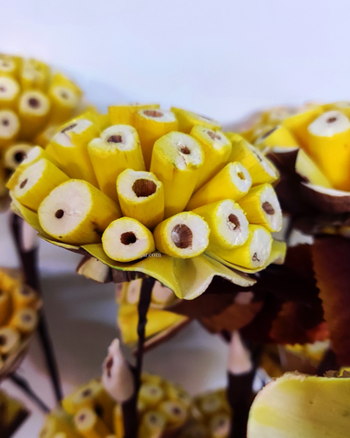 Decorative Burl Sola Wood Flower Stick Joynagar Handicraft Artificial Flowers color_yellow