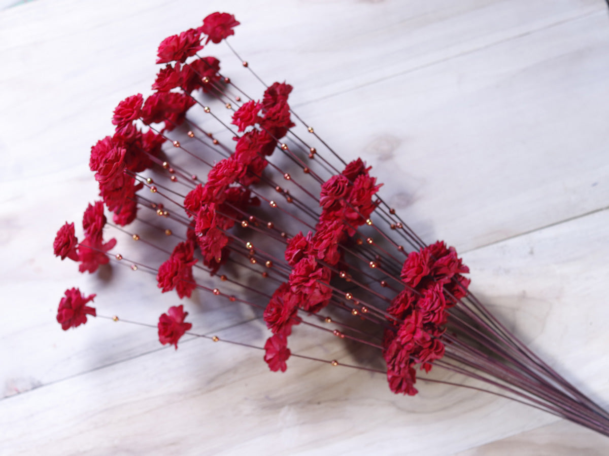 Handmade Coco Belle Moti Stick Joynagar Handicraft Artificial Flowers color_red