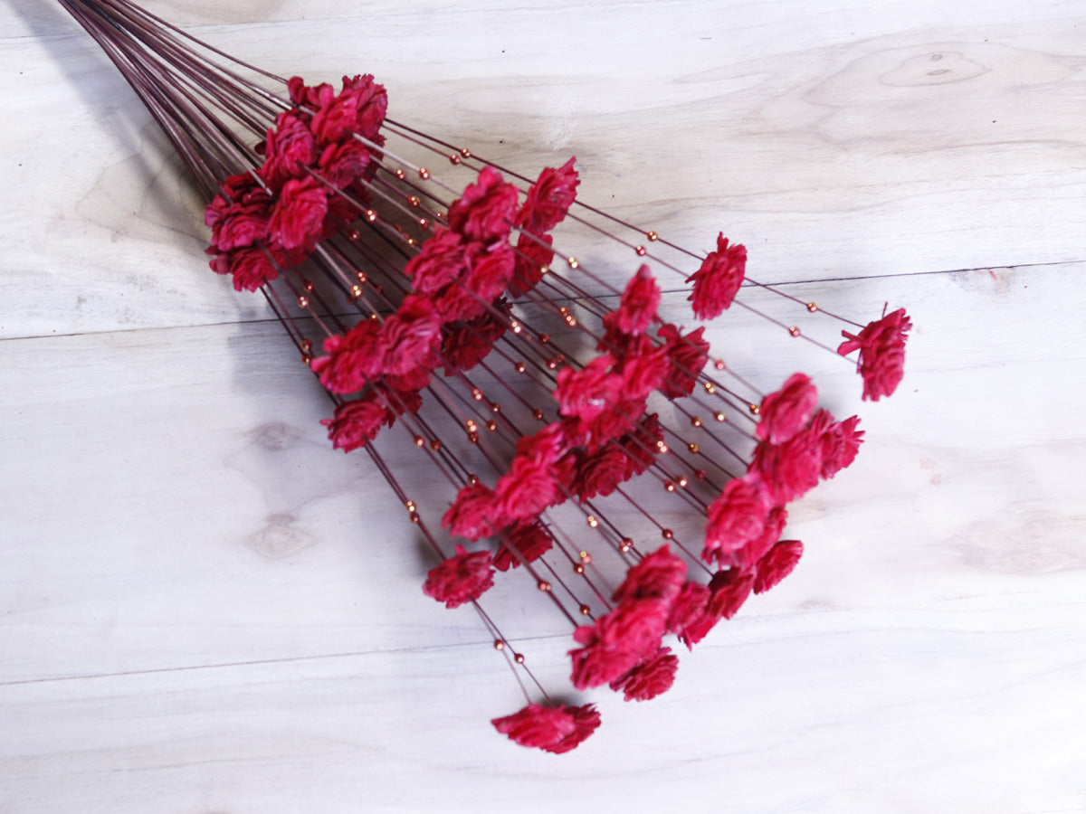 Handmade Coco Belle Moti Stick Joynagar Handicraft Artificial Flowers color_red