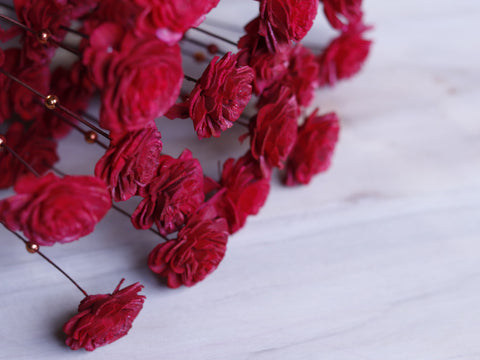 Handmade Coco Belle Moti Stick Joynagar Handicraft Artificial Flowers color_red