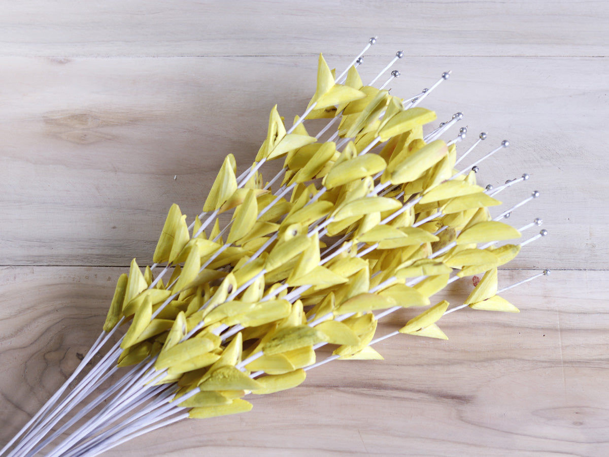 Artificial Sola Wood Thron Stick Joynagar Handicraft Homedecor color_yellow