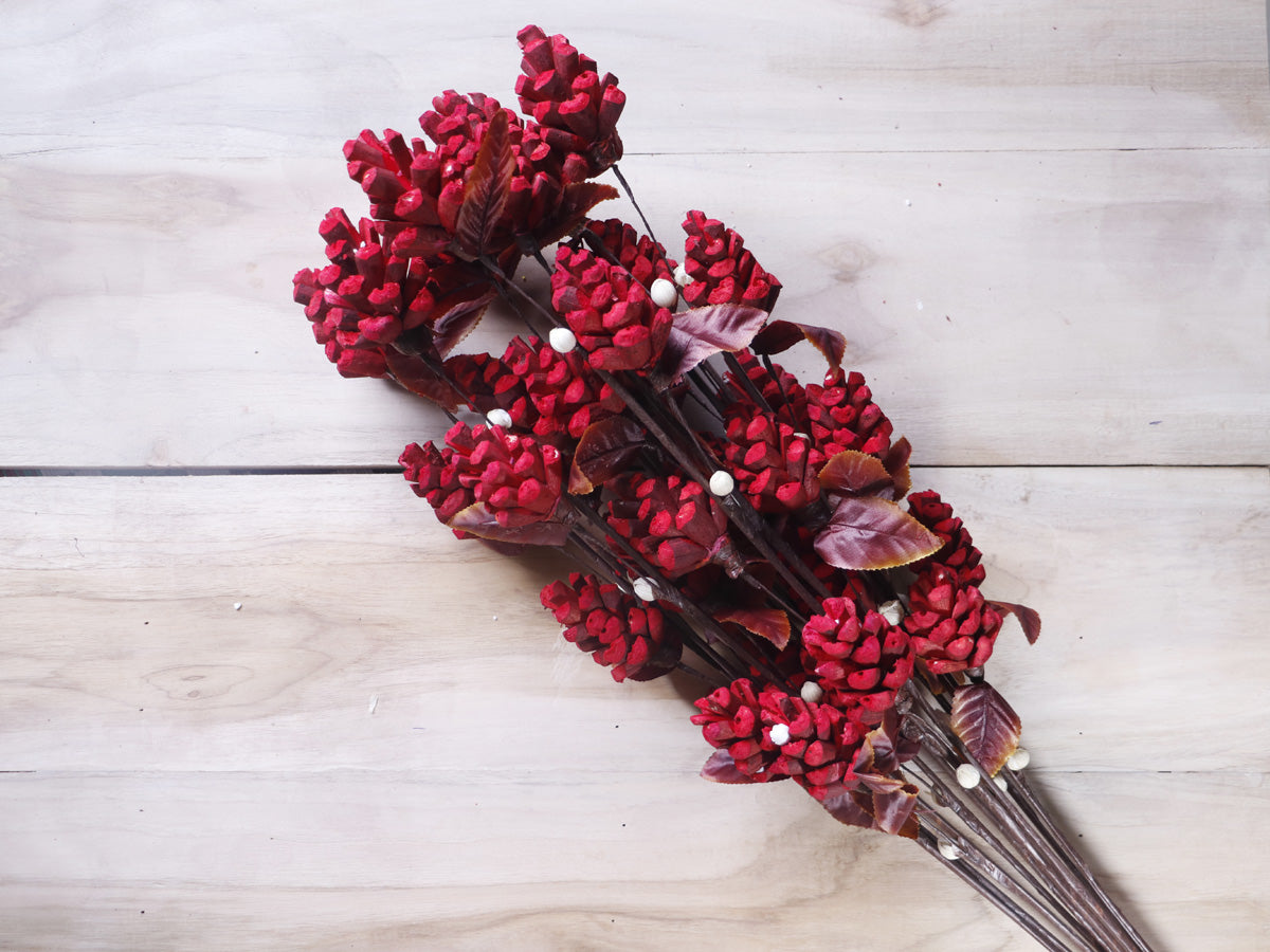 Decorative Sola Wood Pine Stick Joynagar Handicraft Artificial Flowers Homedecor color_red