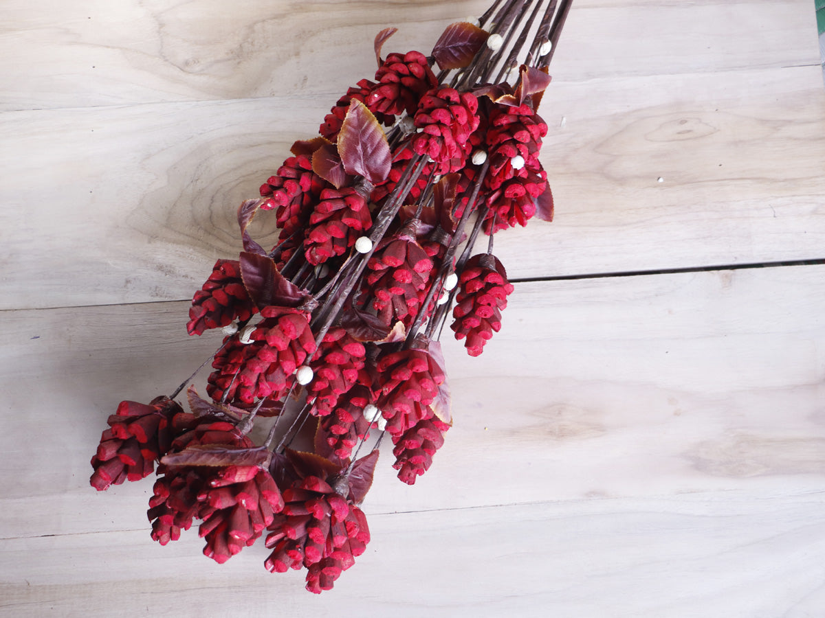Decorative Sola Wood Pine Stick Joynagar Handicraft Artificial Flowers Homedecor color_red