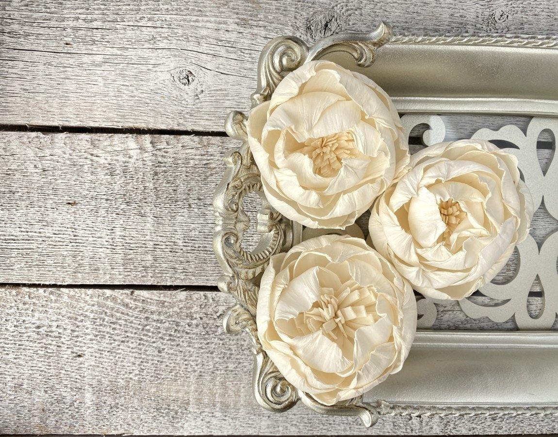 White Peony Sola Wood Flower - JOYNAGAR