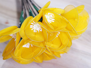 Handmade Poppy Net Flower Stick joynagar Handicraft Artificial Flowers color_yellow