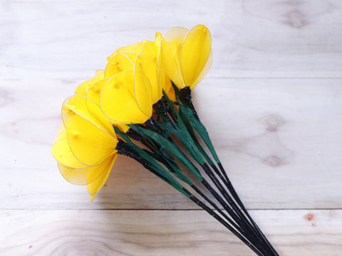 Handmade Poppy Net Flower Stick joynagar Handicraft Artificial Flowers color_yellow